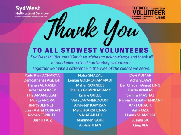 SydWest Thanks Our Volunteers